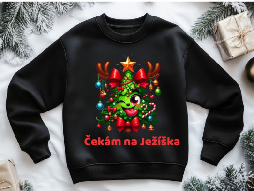 Mikina s potiskem Čekám na Ježíška