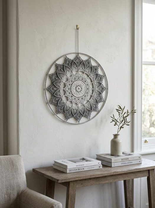 Mandala Šedá hvězda - průměr 45 cm