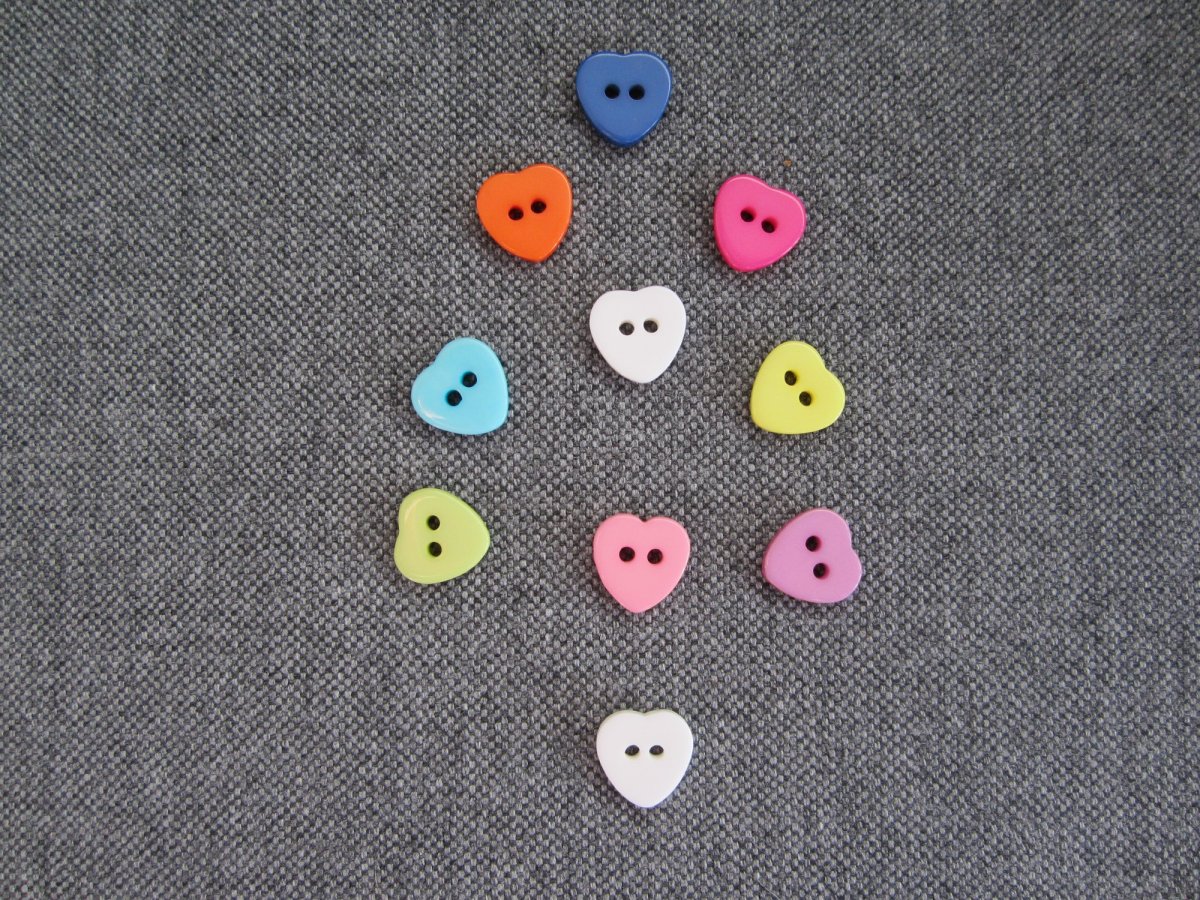 Knoflíky - srdíčko, 10ks