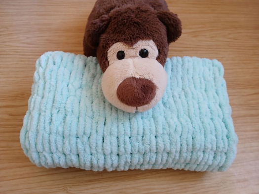 Měkká pletená deka puffy (mentolová)