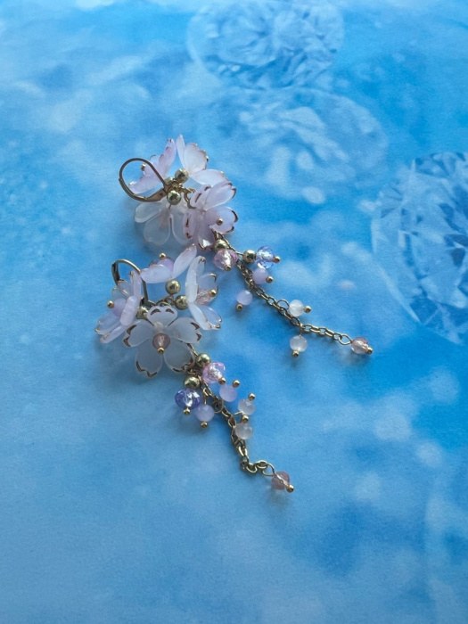 Světle růžové květy - náušnice