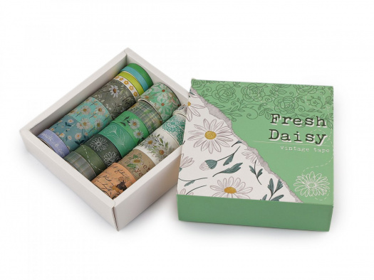 Washi ozdobná lepicí páska vintage - kopretiny