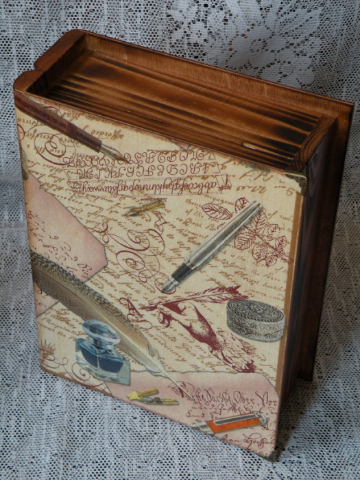 Originální krabička kniha vintage pero a kalamář