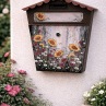 Ručně malovaná poštovní schránka – slunečnice a luční květy | Originální dekorace na dům