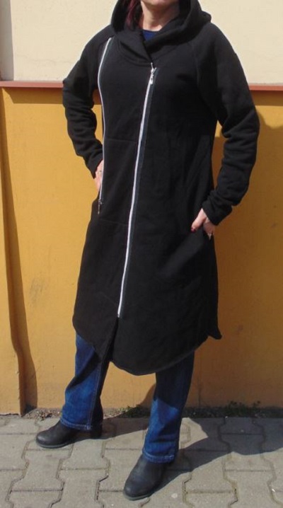 Svetro-přehoz s kapucí na zip - barva černá, S - XXXL