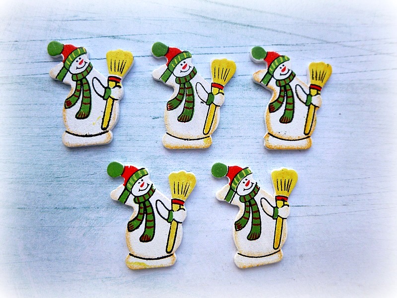 dřevěný sněhuláček - cena za 5 kusů