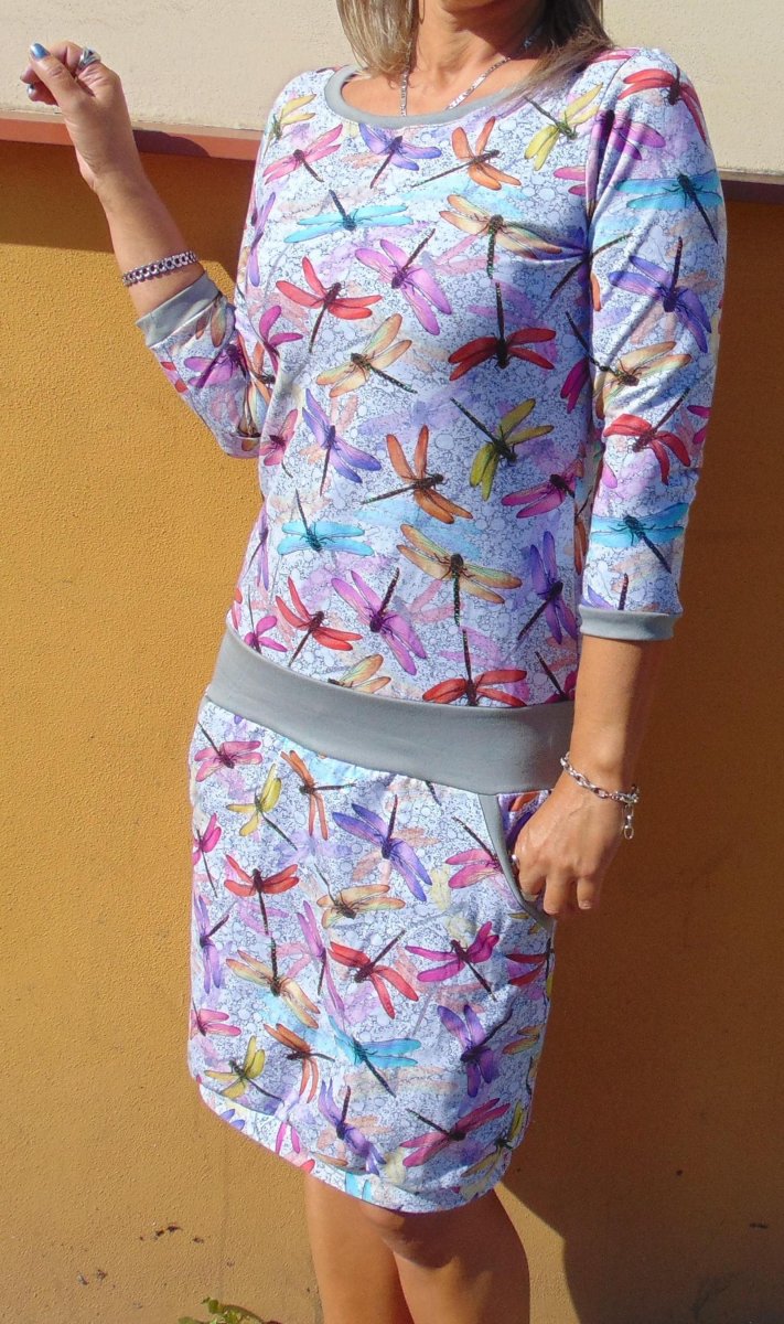 Šaty - barevné vážky (bavlna)