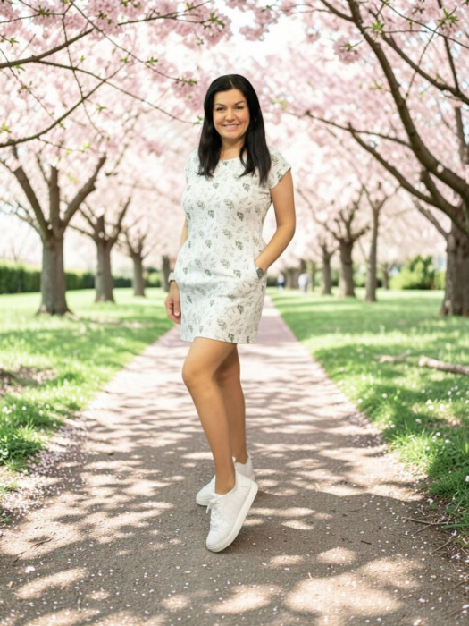 Dámské šaty MUŠELIN lístečky-S/M