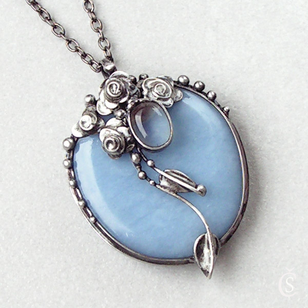 Ledová růže - Angelit, Opalit