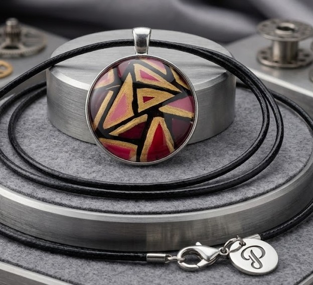 Ručně malovaný skleněný náhrdelník –amulet síly a vášně