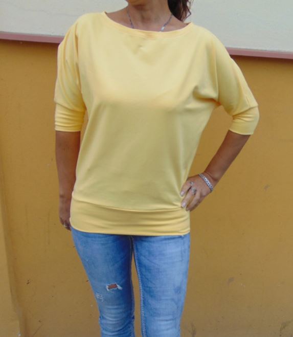 Tričko s netopýřími rukávy  - barva žlutá S - XL