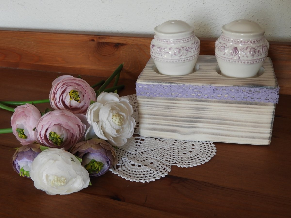 Sada na sůl a pepř romantická růžičková vysoká