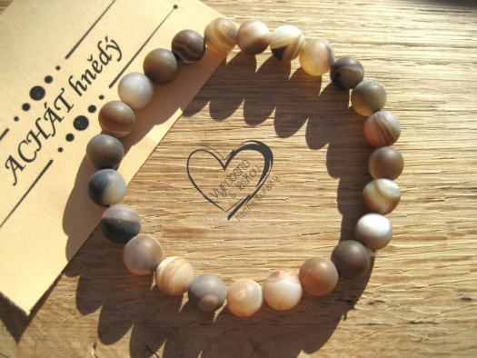 Náramek Achát hnědý matný 8mm