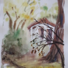 Akvarel originál Altán