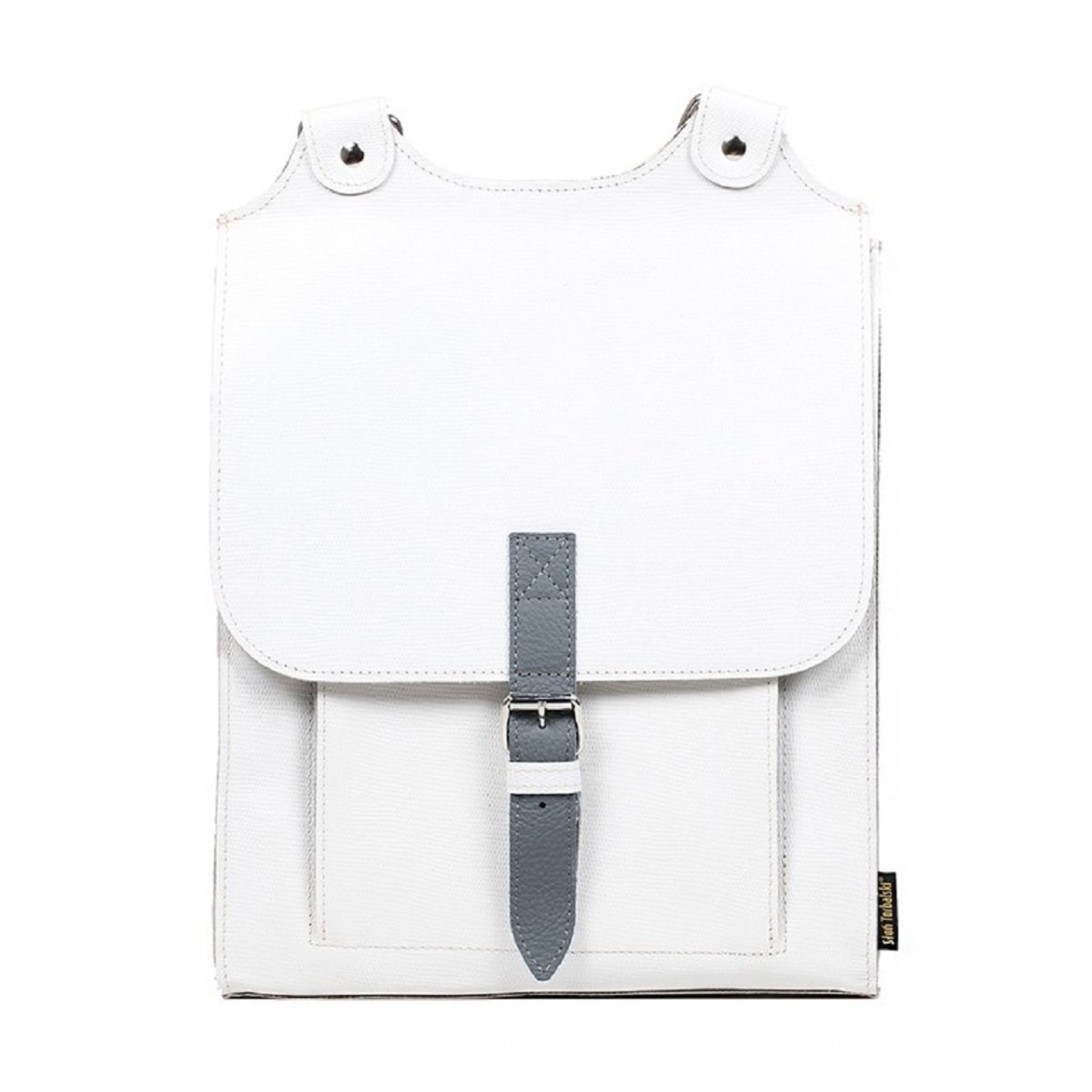 Kožený batoh bílý s šedým řemínkem (sleva z 2950,-)