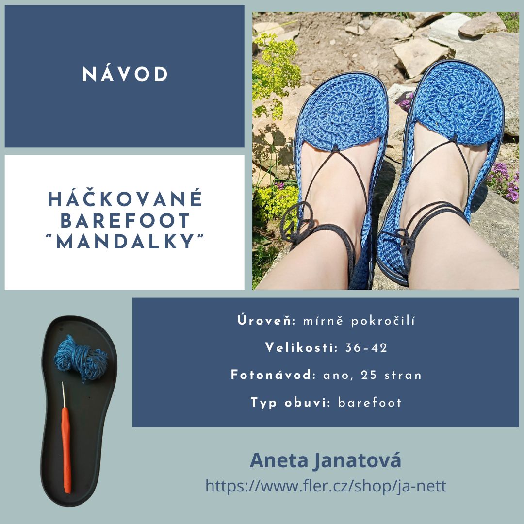 PDF návod - barefoot polobalerínky "Mandalky"