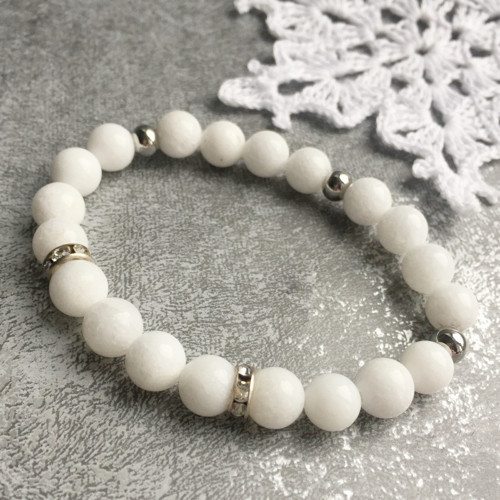 Bílý jadeit - náramek