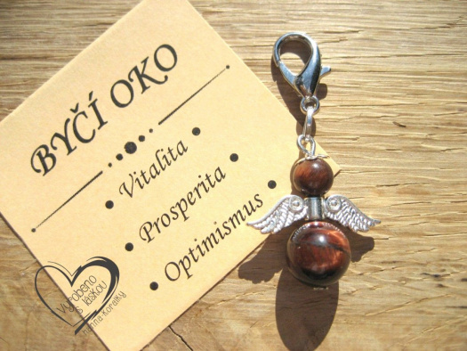 PŘÍVĚSEK - ANDĚL - MINERÁL BYČÍ OKO