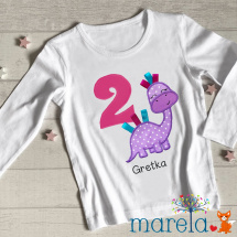 Dívčí narozeninové triko s dinosauří holkou