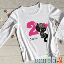 Dívčí narozeninové triko s kočičkou
