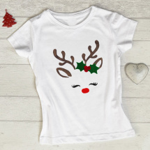 Dívčí tričko vánoční sob s cesmínou