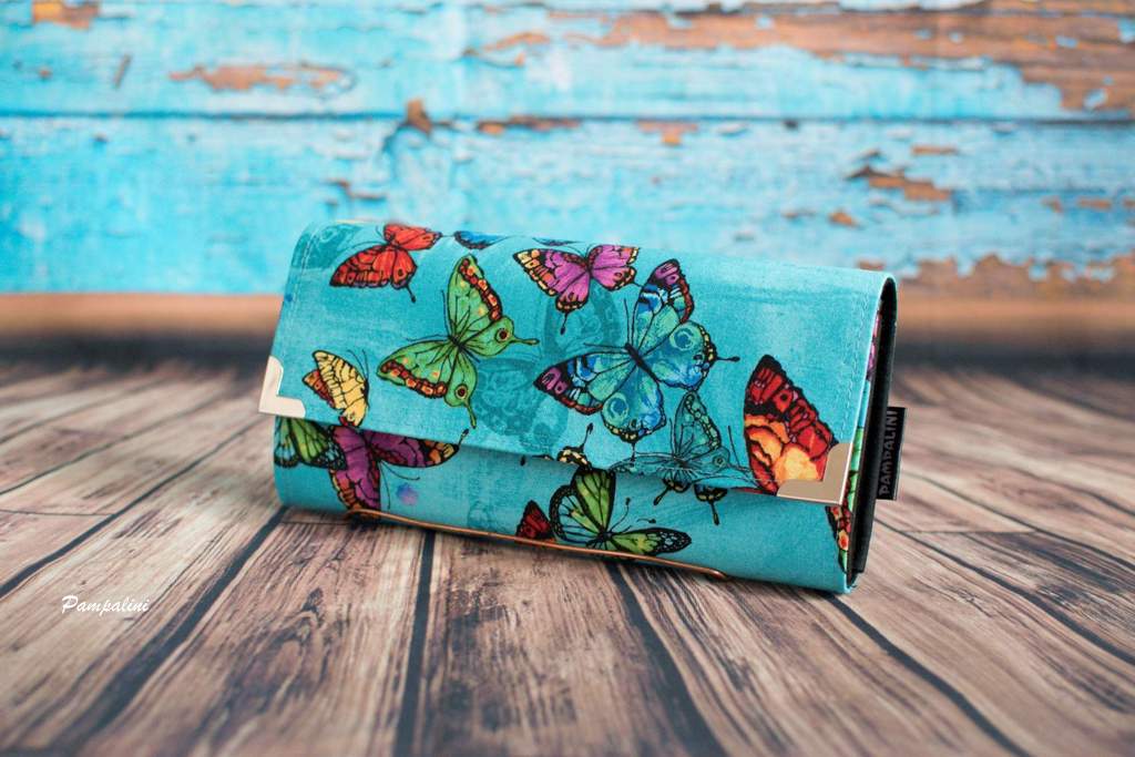 Velká peněženka - Motýli na modré