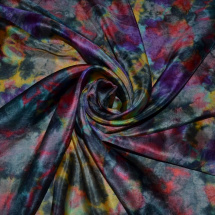 Hedvábný šátek pestrý s fialovou