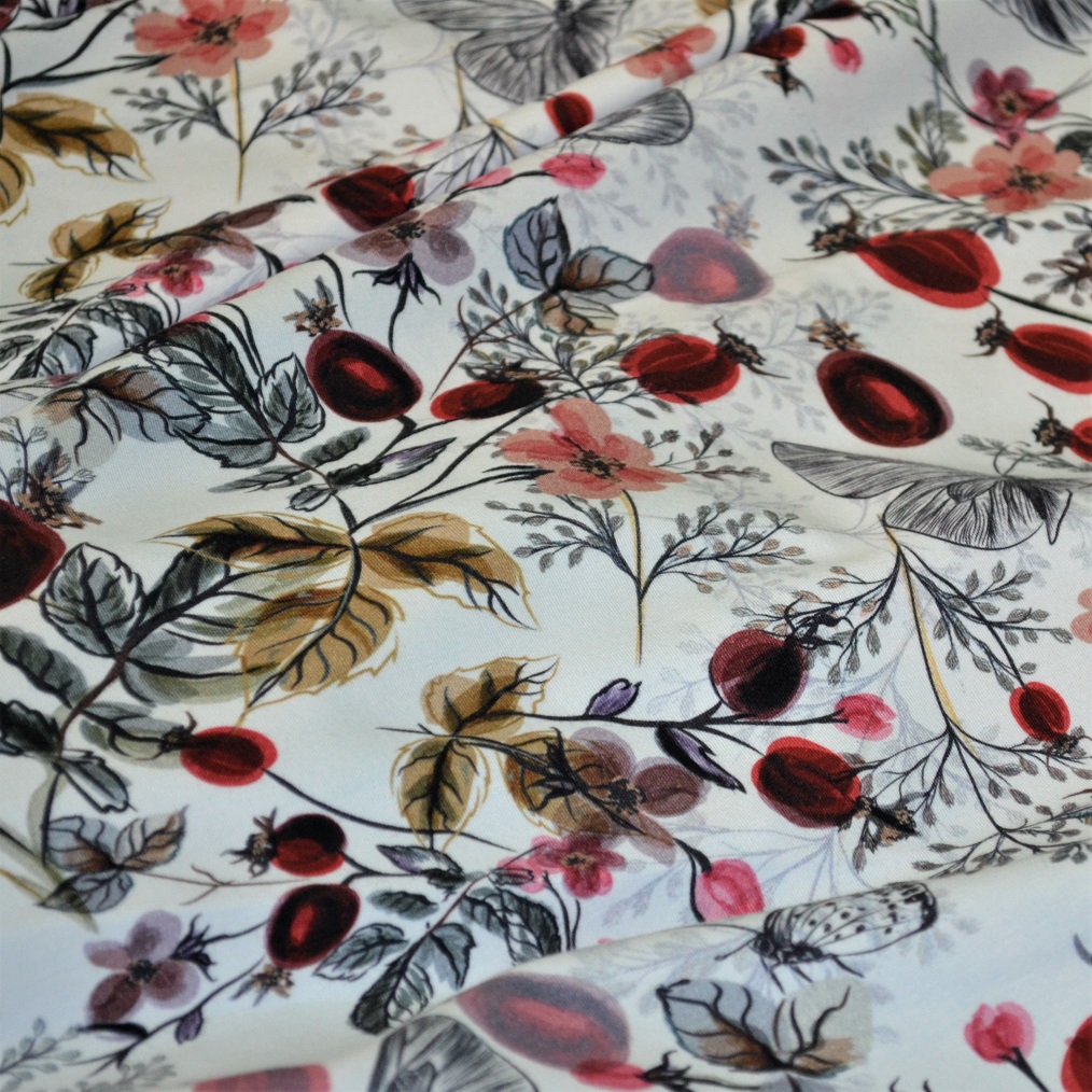 Teplákovina digitální tisk Šípková zahrada 0,3x1,65m