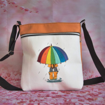 Vyšívaná kabelka - Holčička s deštníkem