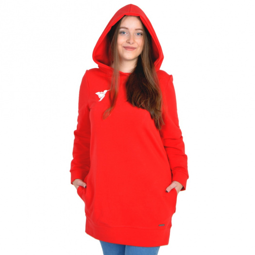 Mikina - šaty - NELA s kapucí / červená