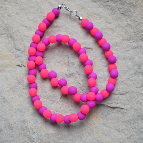 Neonový náhrdelník - růžovo-fialový