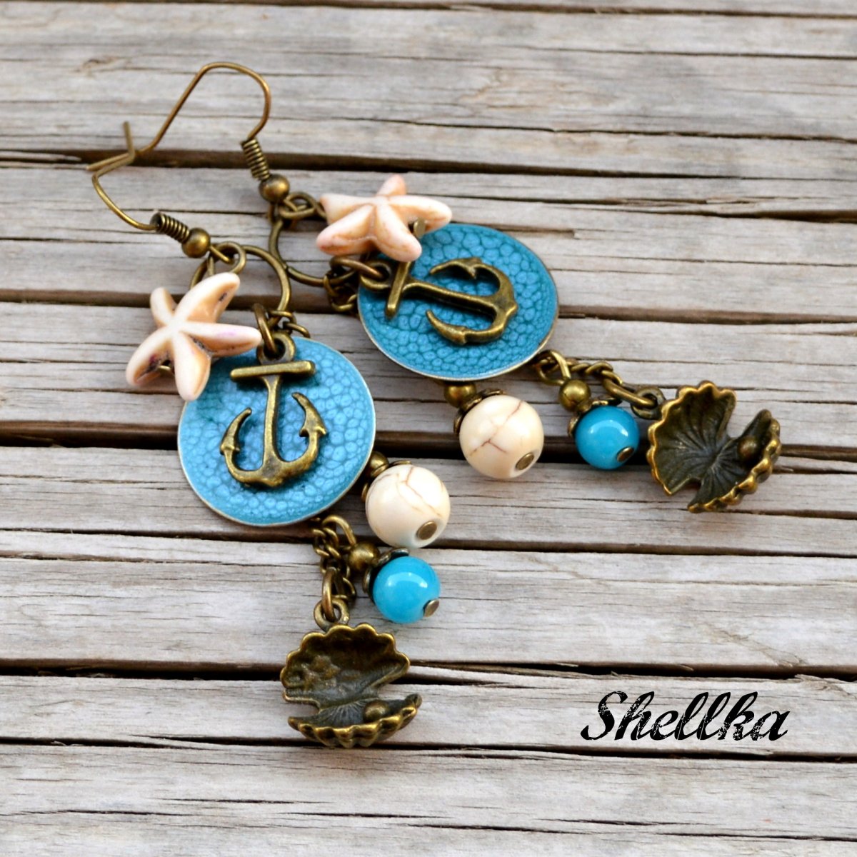 Náušnice ,,WHITE & TURQUOISE,,