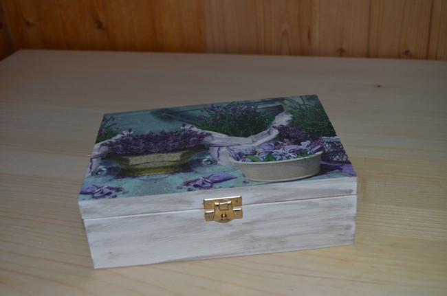 Krabička na čaj - 6 přihrádek - levandule