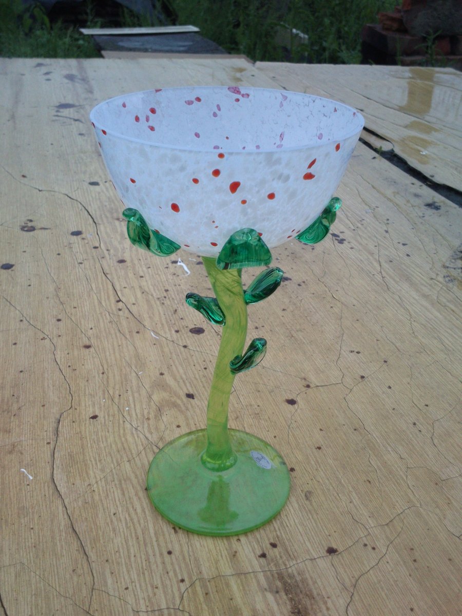 Sklenice Jaro s lístečky