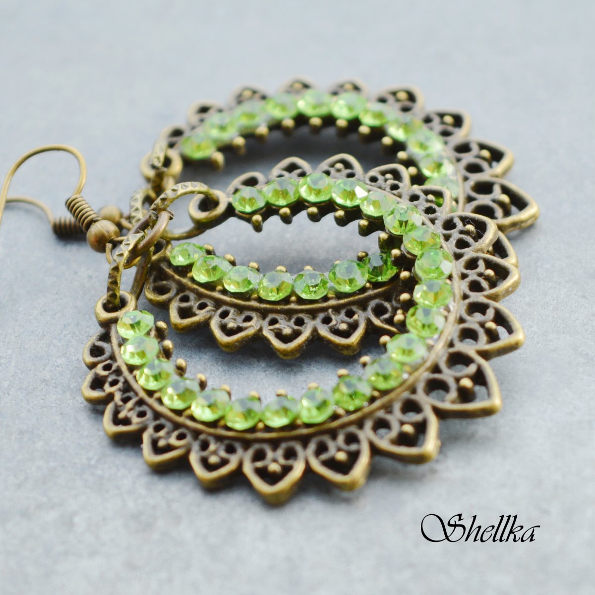 Náušnice ,,ORIENTAL,, sv.zelené