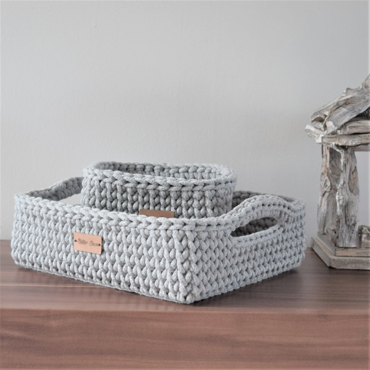 Sada košíků šedá s uchy