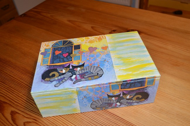 Krabička na čaj - 8 přihrádek - kočky