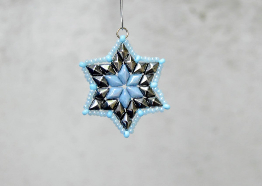 Modro-stříbrná hvězdička zimní - ozdoba