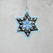 Modro-stříbrná hvězdička zimní - ozdoba