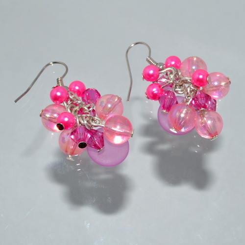 Náušnice - růžový trs