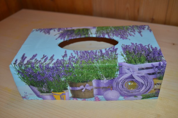 krabička na kapesníky levandule