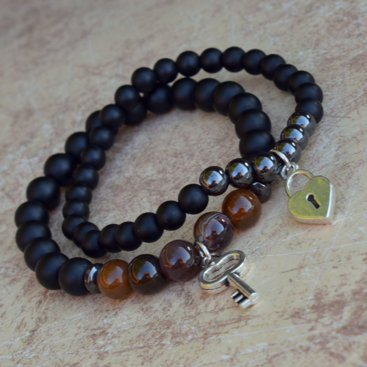 Partnerské náramky...Onyx & Achát & Hematit...