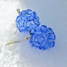 Modré kouličky sněhové - náušnice