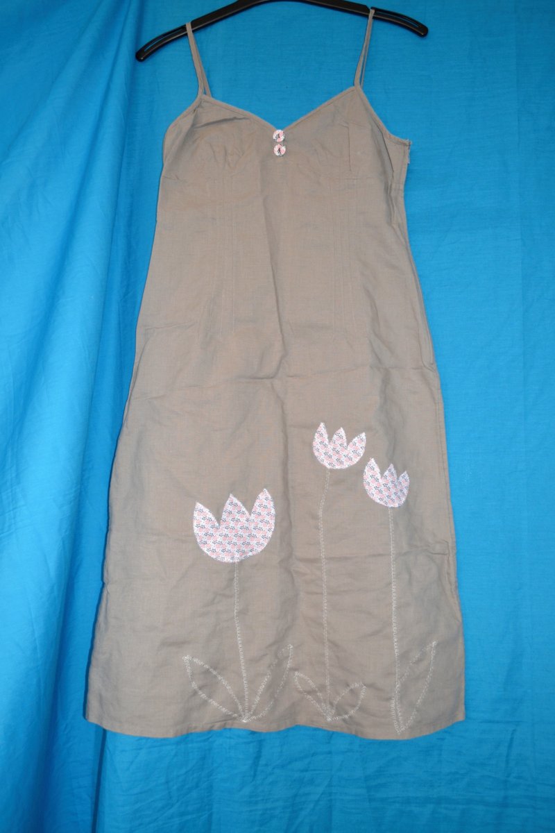 Lněné recy šaty Mocca Květiny vel.36/38