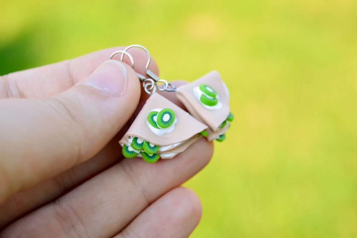 Kiwi palačinky - náušnice