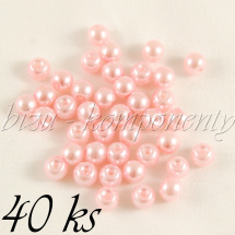 Růžové voskované perle 6mm 40ks (01 0465)
