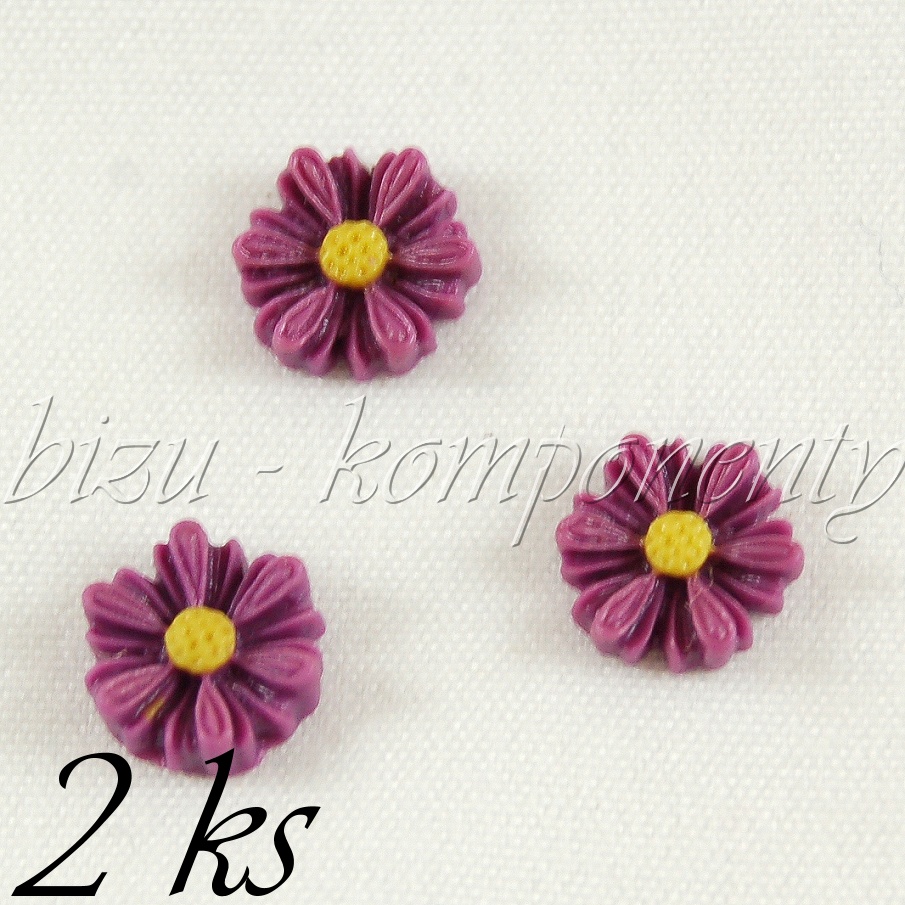 Fialový kabošon sedmikráska, 2 ks (35 0016)