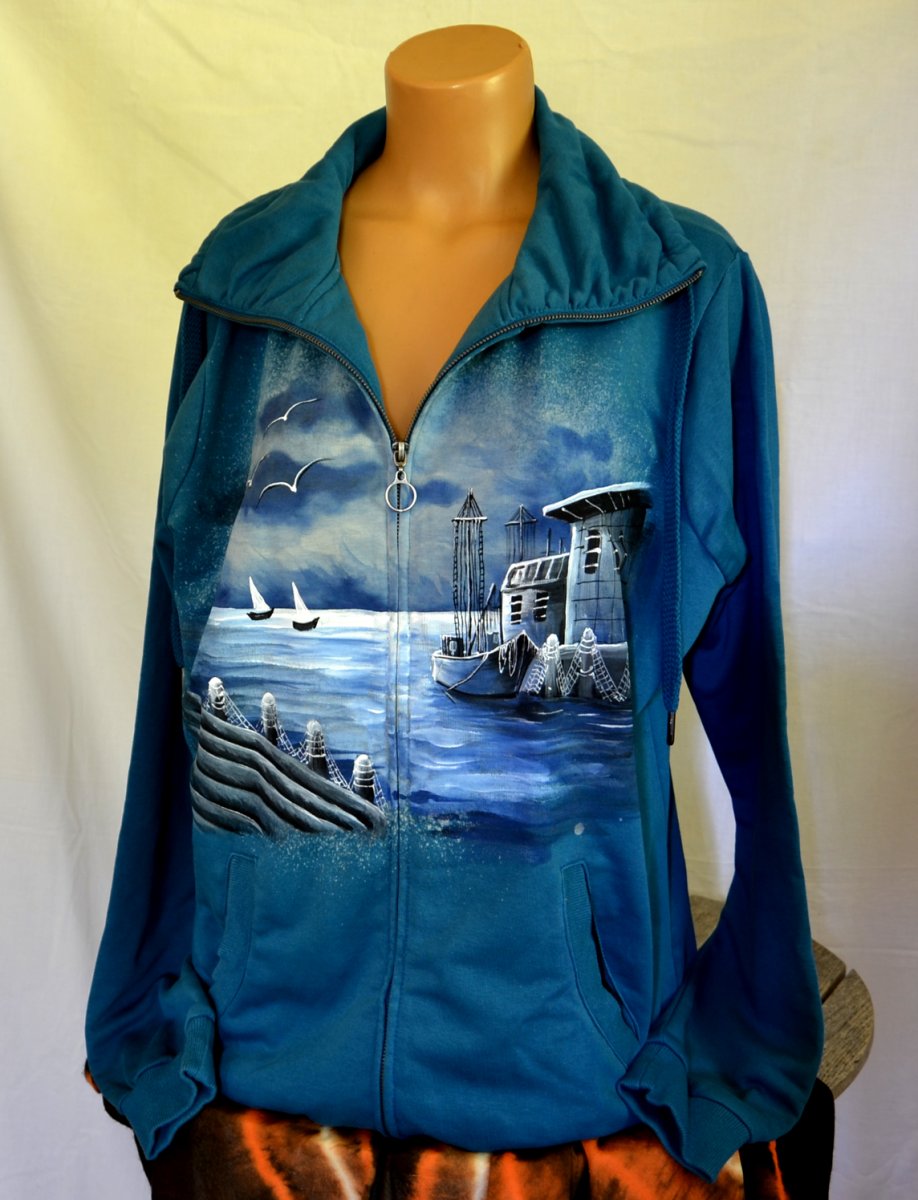 Modrá mikina s loďkami 