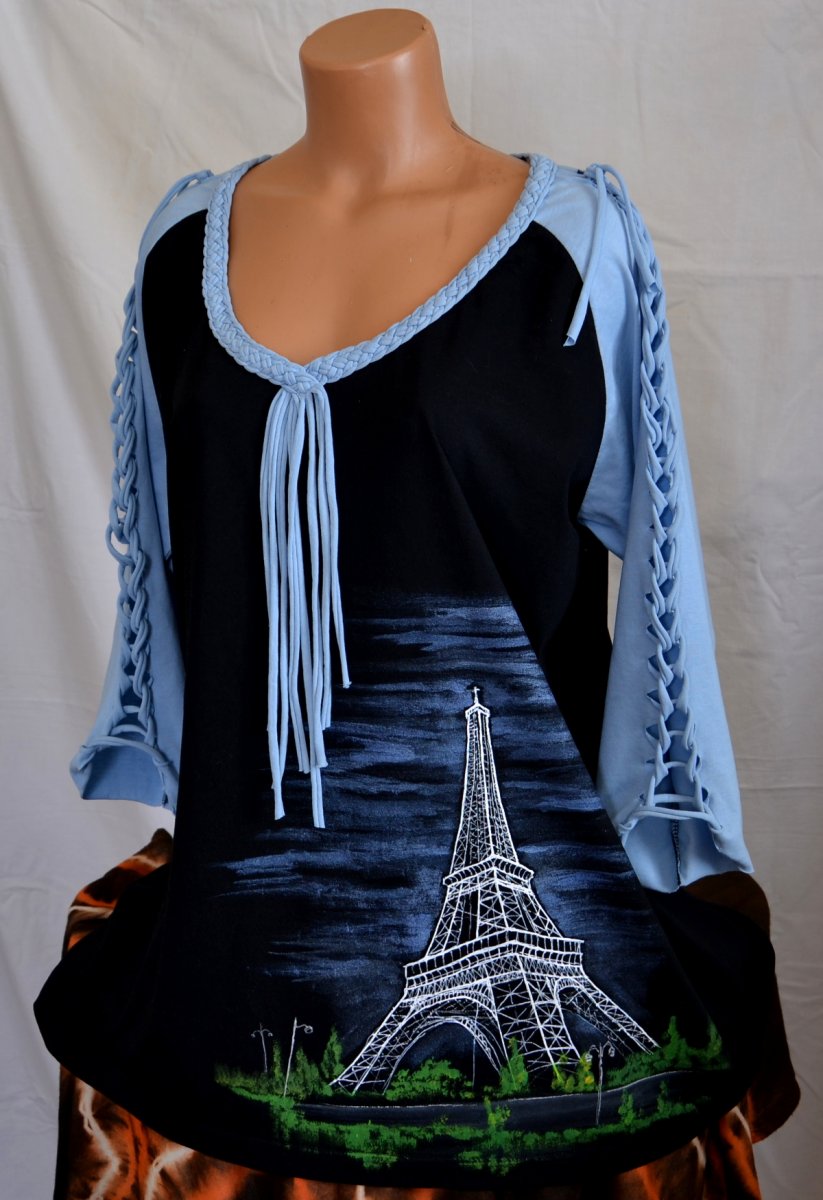 Světlemodročerná tunika s Eifelovkou