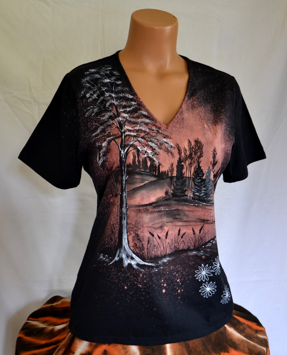 Černé tričko s krajinkou